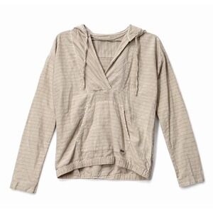 PrAna Farin Pullover Stone Beige Long Sleeve Hooded Size XS Organic cotton